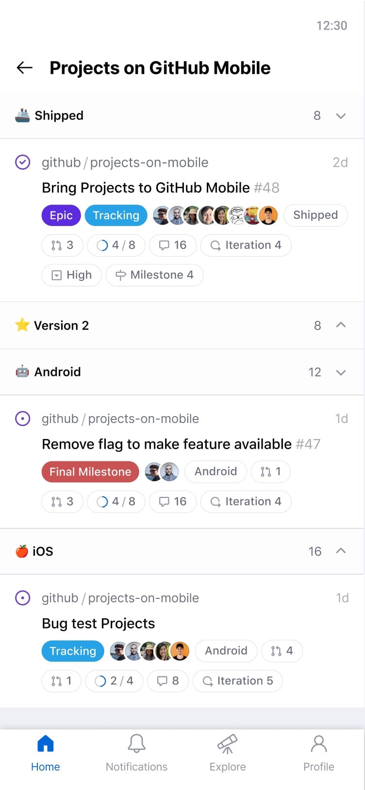 GitHub Mobile Projects
